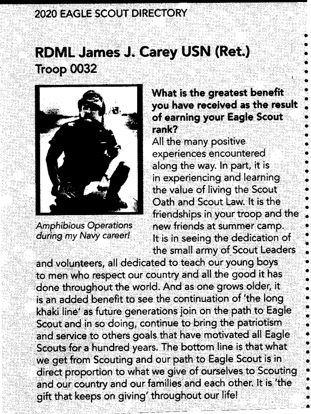 Jim Carey Top 4% Eagle Scout 2020 Directory Listing